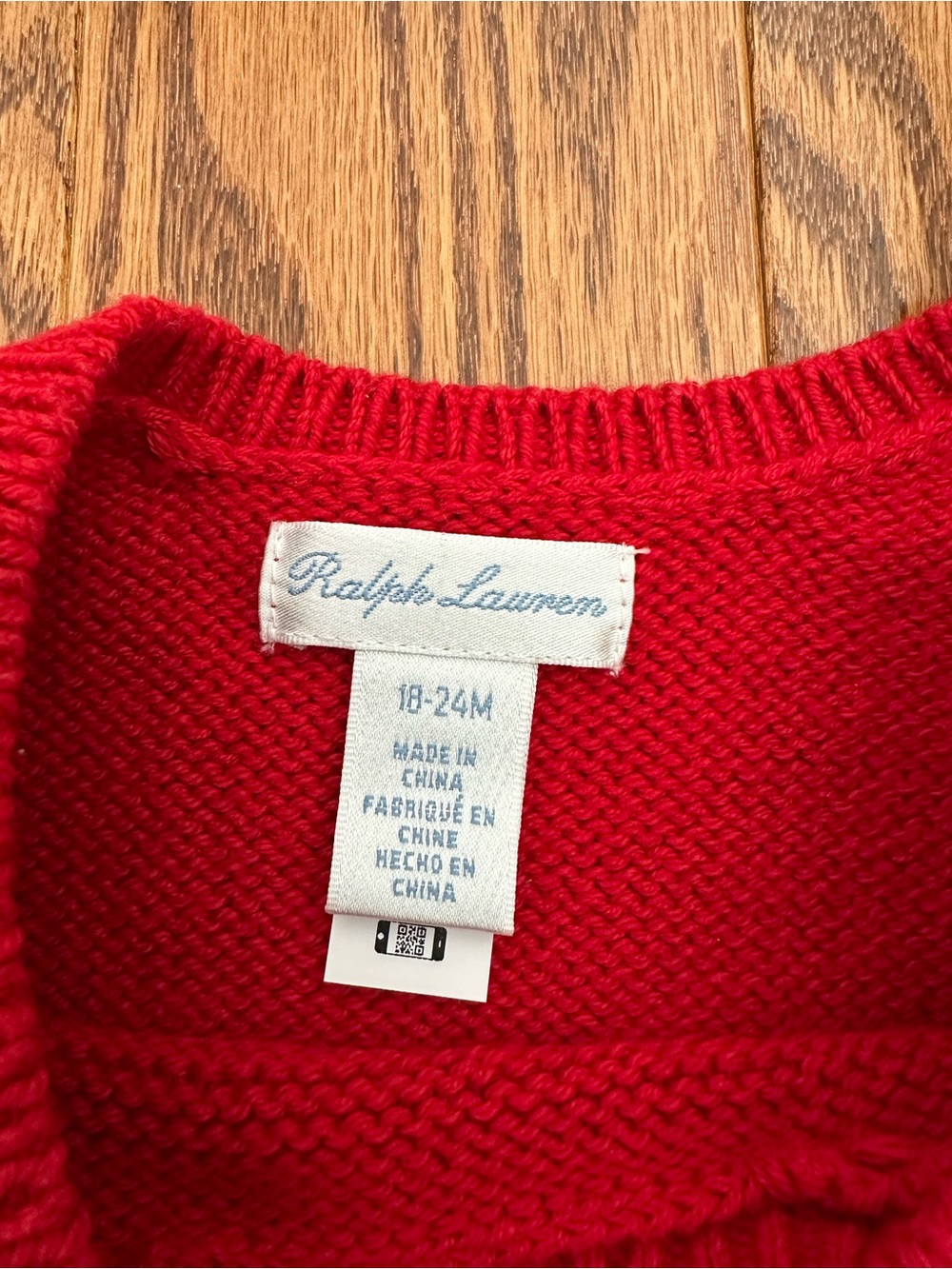 Ralph Lauren Red Knit Bear Ruffle Hem Dress - Picture 2 of 2